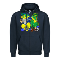 Navy brazil hearts Zipper Hoodie - texasbilliewilder