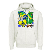 Oatmeal Heather brazil hearts Zipper Hoodie - texasbilliewilder