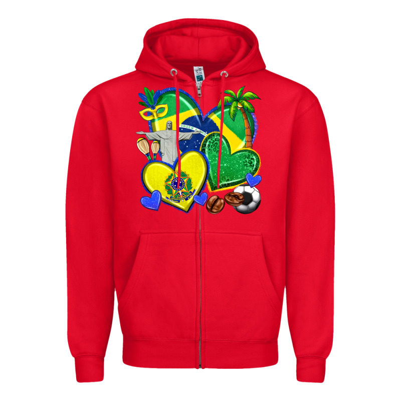 Brazil Hearts Zipper Hoodie by texasbilliewilder | Teevron