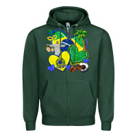 Sports Green brazil hearts Zipper Hoodie - texasbilliewilder