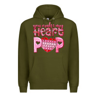 Army Green you make my heart pop Premium Hoodie - NancyCooperArtShop