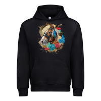 Black haflinger horse floral Urban Hoodie - LillyAllenDesigns