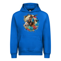 Cobalt haflinger horse floral Urban Hoodie - LillyAllenDesigns