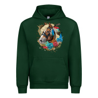 Forest Green haflinger horse floral Urban Hoodie - LillyAllenDesigns