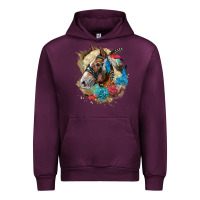 Mauve Wine haflinger horse floral Urban Hoodie - LillyAllenDesigns