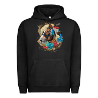 Pigment Black haflinger horse floral Urban Hoodie - LillyAllenDesigns