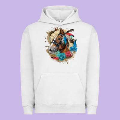Haflinger Horse Floral Urban Hoodie Designed By Lillyallendesigns
