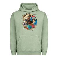 Pigment Oil Green haflinger horse floral Urban Hoodie - LillyAllenDesigns