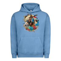Pigment Pebble Blue haflinger horse floral Urban Hoodie - LillyAllenDesigns