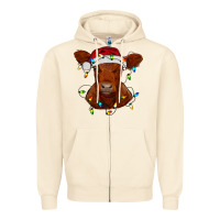 Sandshell Christmas baby red angus calf with lights Zipper Hoodie - RanaPortraitStore