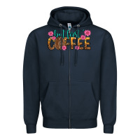 Navy but first coffee Zipper Hoodie - texasbilliewilder