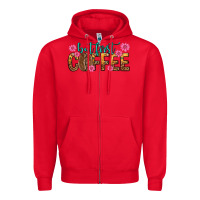 Red but first coffee Zipper Hoodie - texasbilliewilder