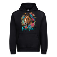 Black free spirit quarter horse floral Urban Hoodie - LillyAllenDesigns