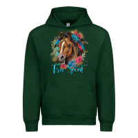 Forest Green free spirit quarter horse floral Urban Hoodie - LillyAllenDesigns