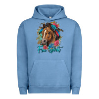 Pigment Pebble Blue free spirit quarter horse floral Urban Hoodie - LillyAllenDesigns