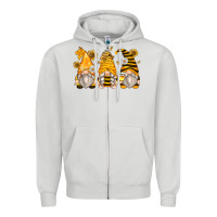 Dove Grey bumble bee gnomes Zipper Hoodie - Zillion Design Studio