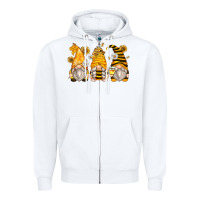 White bumble bee gnomes Zipper Hoodie - Zillion Design Studio