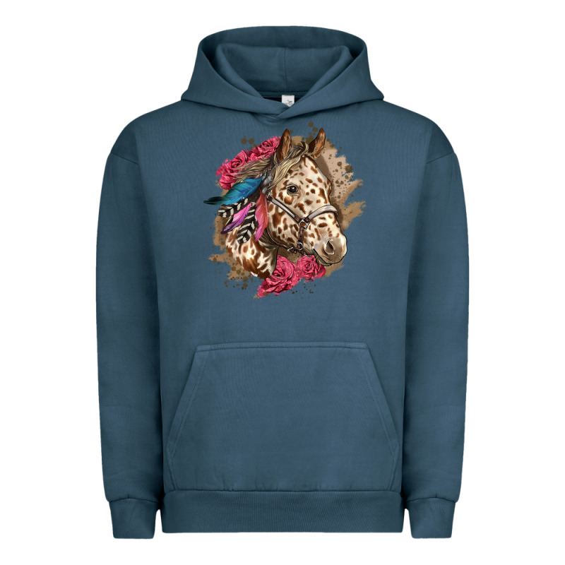 Floral Appaloosa Horse With Feathers Urban Hoodie by LillyAllenDesigns | Teevron