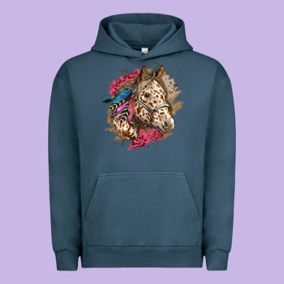 Floral Appaloosa Horse With Feathers Urban Hoodie Designed By Lillyallendesigns