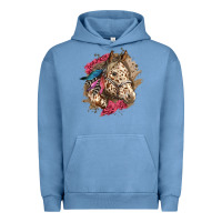 Pigment Pebble Blue Floral Appaloosa Horse With Feathers Urban Hoodie - LillyAllenDesigns