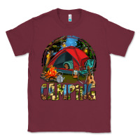 Burgundy camping Classic Tee - texasbilliewilder