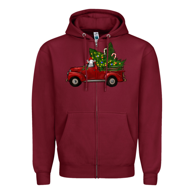 Christmas Farm Truck With Baby Sheep Zipper Hoodie by RanaPortraitStore | Teevron