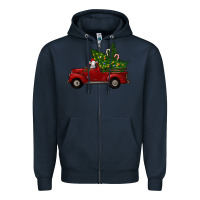 Navy Christmas Farm Truck With Baby Sheep Zipper Hoodie - RanaPortraitStore