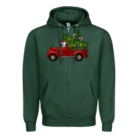 Sports Green Christmas Farm Truck With Baby Sheep Zipper Hoodie - RanaPortraitStore