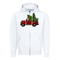 White Christmas Farm Truck With Baby Sheep Zipper Hoodie - RanaPortraitStore