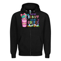 Black some bunny needs coffee with gnomes Zipper Hoodie - Zillion Design Studio