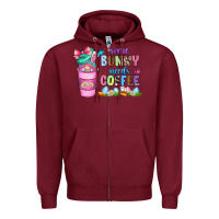 Burgundy some bunny needs coffee with gnomes Zipper Hoodie - Zillion Design Studio