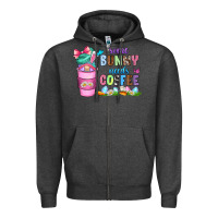 Charcoal Heather some bunny needs coffee with gnomes Zipper Hoodie - Zillion Design Studio