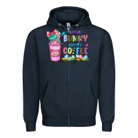 Navy some bunny needs coffee with gnomes Zipper Hoodie - Zillion Design Studio