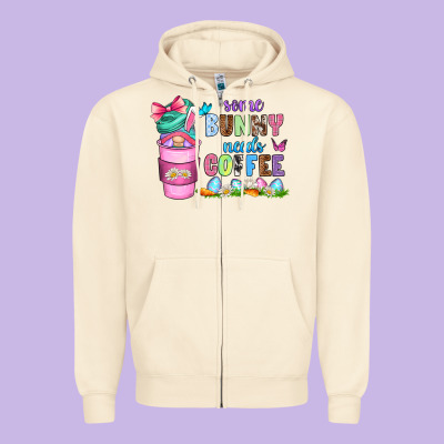 Some Bunny Needs Coffee With Gnomes Zipper Hoodie Designed By Zillion Design Studio