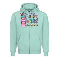 Seafoam some bunny needs coffee with gnomes Zipper Hoodie - Zillion Design Studio
