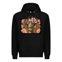 Black Western Floral Giraffe Premium Hoodie - LillyAllenDesigns