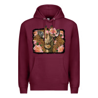 Burgundy Western Floral Giraffe Premium Hoodie - LillyAllenDesigns