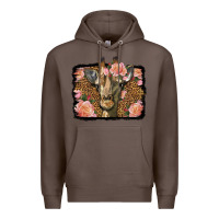 Coffee Western Floral Giraffe Premium Hoodie - LillyAllenDesigns