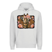 Dove Grey Western Floral Giraffe Premium Hoodie - LillyAllenDesigns