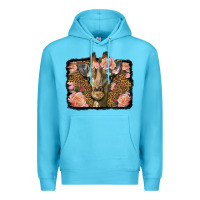 Ocean Blue Western Floral Giraffe Premium Hoodie - LillyAllenDesigns