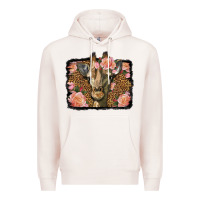 Pale Pink Western Floral Giraffe Premium Hoodie - LillyAllenDesigns