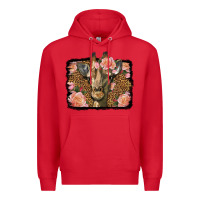 Red Western Floral Giraffe Premium Hoodie - LillyAllenDesigns