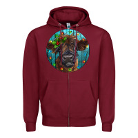 Burgundy Calf Christmas Zipper Hoodie - RanaPortraitStore