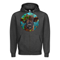 Charcoal Heather Calf Christmas Zipper Hoodie - RanaPortraitStore