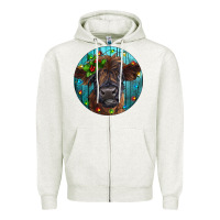 Oatmeal Heather Calf Christmas Zipper Hoodie - RanaPortraitStore