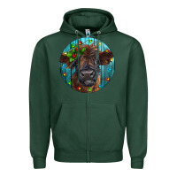 Sports Green Calf Christmas Zipper Hoodie - RanaPortraitStore