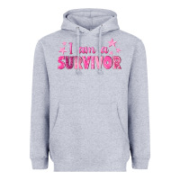 Heather Grey I Am a Survivor Breast Cancer Heavyweight Hoodie - texasbilliewilder