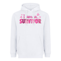 White I Am a Survivor Breast Cancer Heavyweight Hoodie - texasbilliewilder