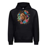Black quarter horse floral Urban Hoodie - LillyAllenDesigns