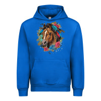 Cobalt quarter horse floral Urban Hoodie - LillyAllenDesigns